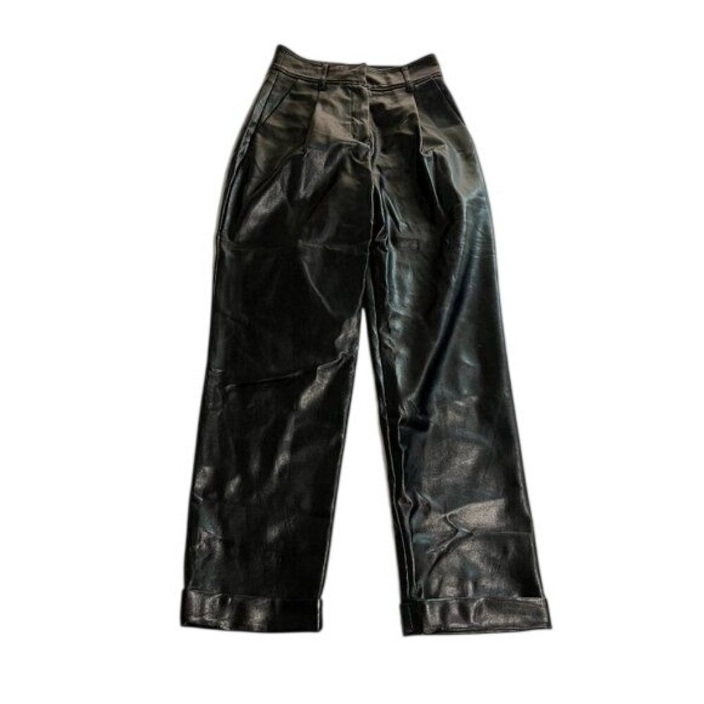 Fleur du Mal Vegan Leather High Waist Pants in Black